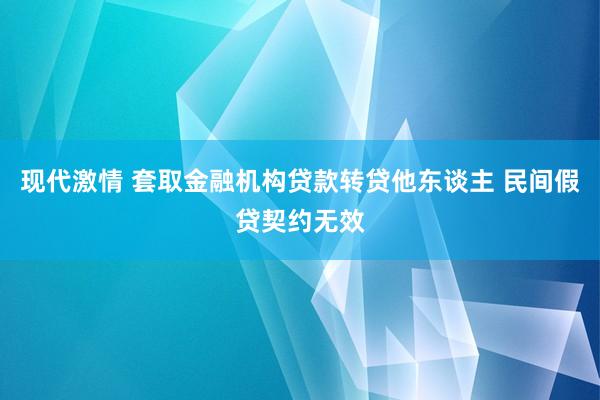 现代激情 套取金融机构贷款转贷他东谈主 民间假贷契约无效