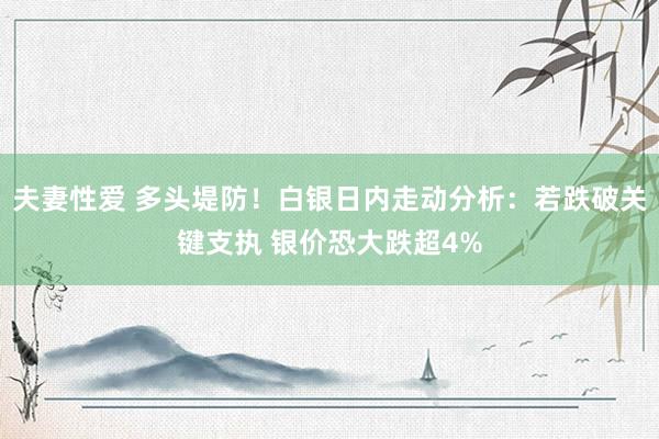 夫妻性爱 多头堤防！白银日内走动分析：若跌破关键支执 银价恐大跌超4%