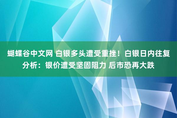 蝴蝶谷中文网 白银多头遭受重挫！白银日内往复分析：银价遭受坚固阻力 后市恐再大跌