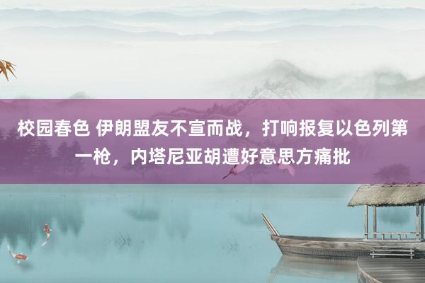 校园春色 伊朗盟友不宣而战，打响报复以色列第一枪，内塔尼亚胡遭好意思方痛批