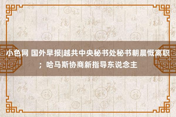 小色网 国外早报|越共中央秘书处秘书朝晨慨离职；哈马斯协商新指导东说念主