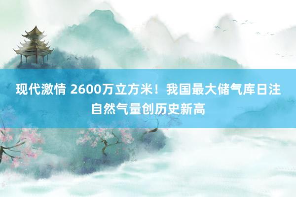 现代激情 2600万立方米！我国最大储气库日注自然气量创历史新高