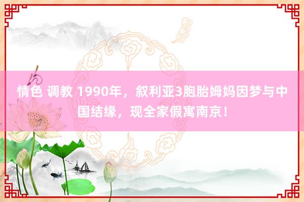 情色 调教 1990年，叙利亚3胞胎姆妈因梦与中国结缘，现全家假寓南京！