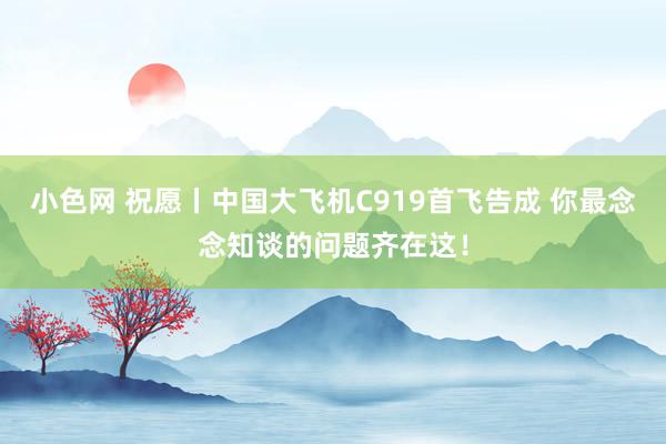 小色网 祝愿丨中国大飞机C919首飞告成 你最念念知谈的问题齐在这！